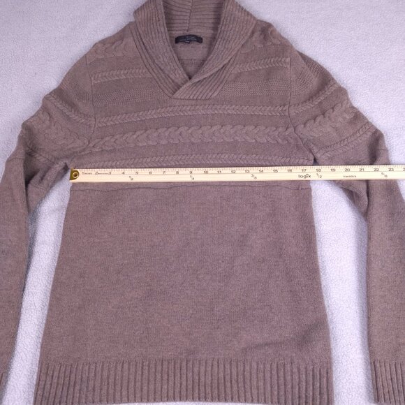 Marc Anthony Men’s Shawl Collar Sweater Medium Tan Cable Knit Pullover - Picture 10 of 16